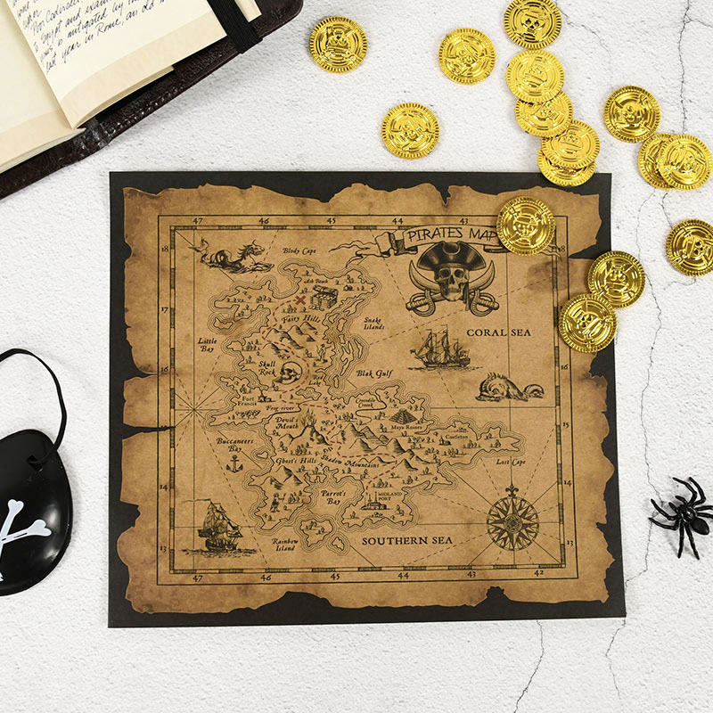 Retro Gaming Decor - Mappa del Tesoro Pirata in Carta
